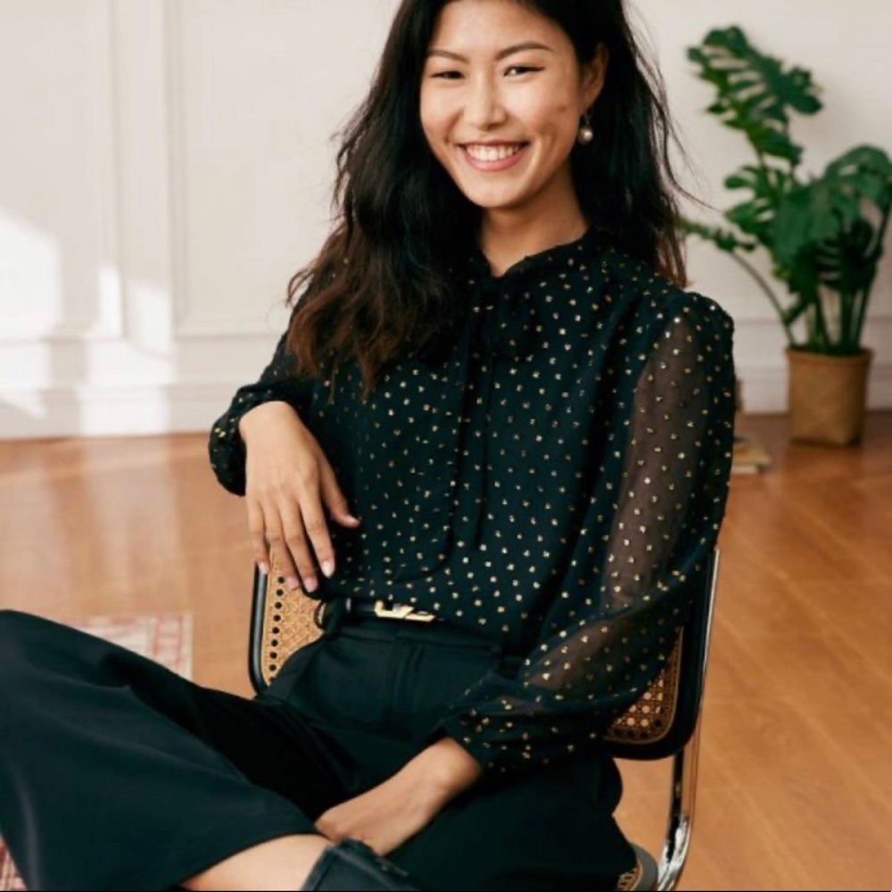 COPY - Sheer Black Top With Gold